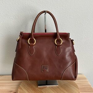 Dooney & Bourke Florentine Leather Large Satchel w Crossbody Strap